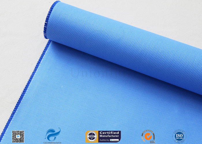 Blue 0.5mm Rubber Silicone Coated Fiberglass Fabric For Fire Resistant Blanket